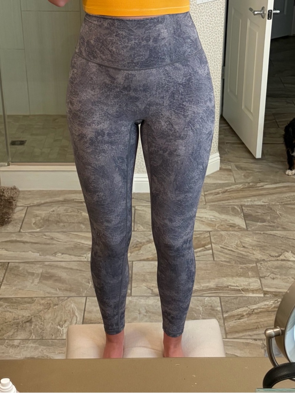 High-Waist Grey Textured Leggings